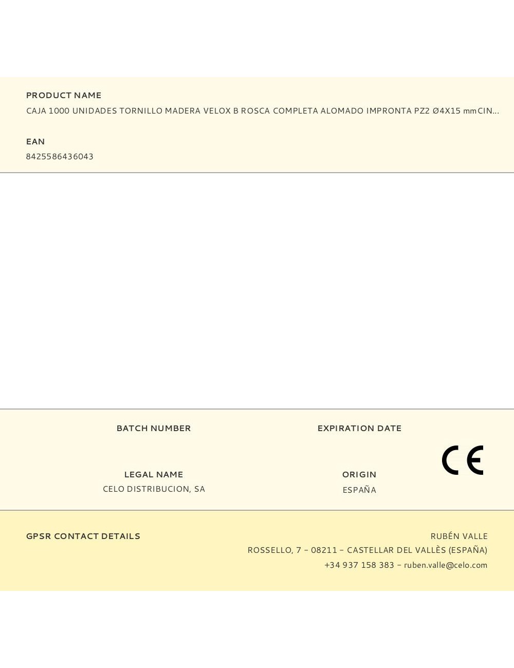 Caja 1000 unidades tornillo madera velox b rosca completa alomado impronta pz2 ø4x15 mmcincado