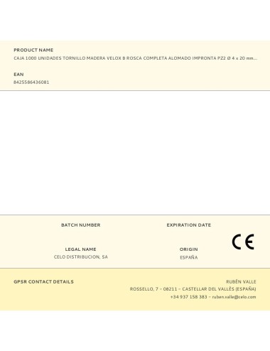 Caja 1000 unidades tornillo madera velox b rosca completa alomado impronta pz2 ø 4 x 20 mm cincado