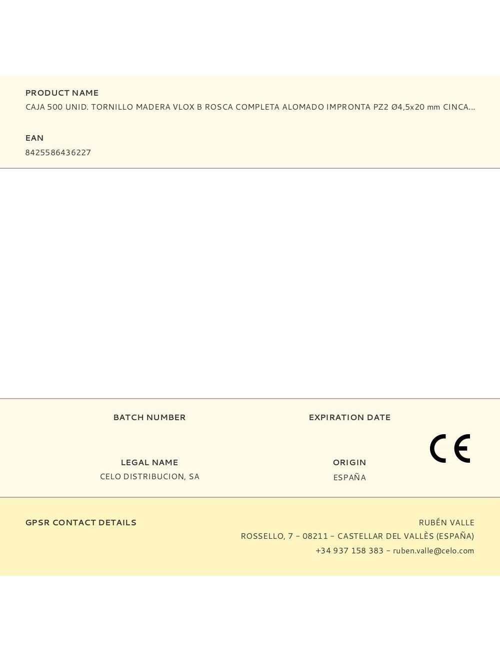 Caja 500 unid. tornillo madera vlox b rosca completa alomado impronta pz2 ø4,5x20 mm cincado