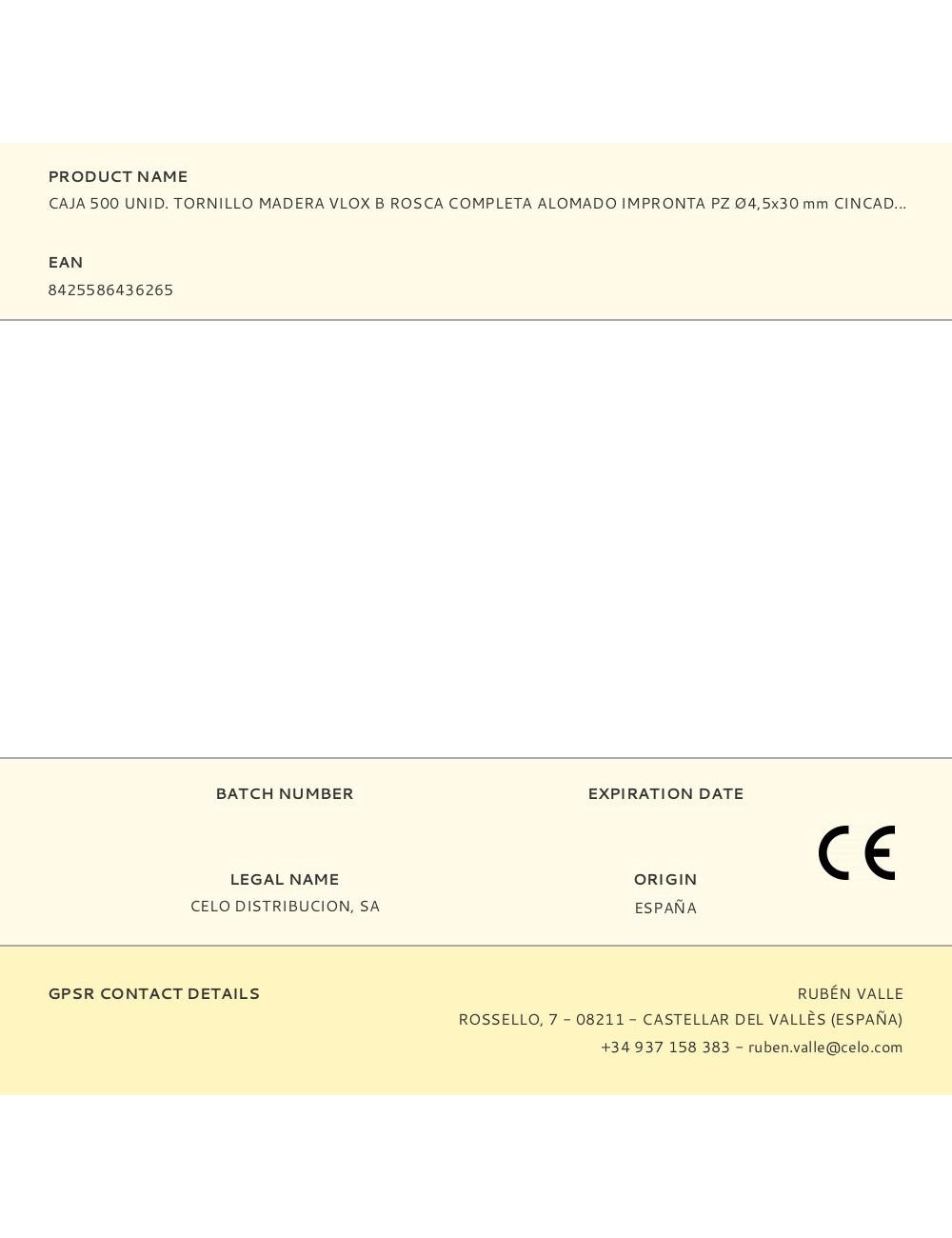 Caja 500 unid. tornillo madera vlox b rosca completa alomado impronta pz ø4,5x30 mm cincado
