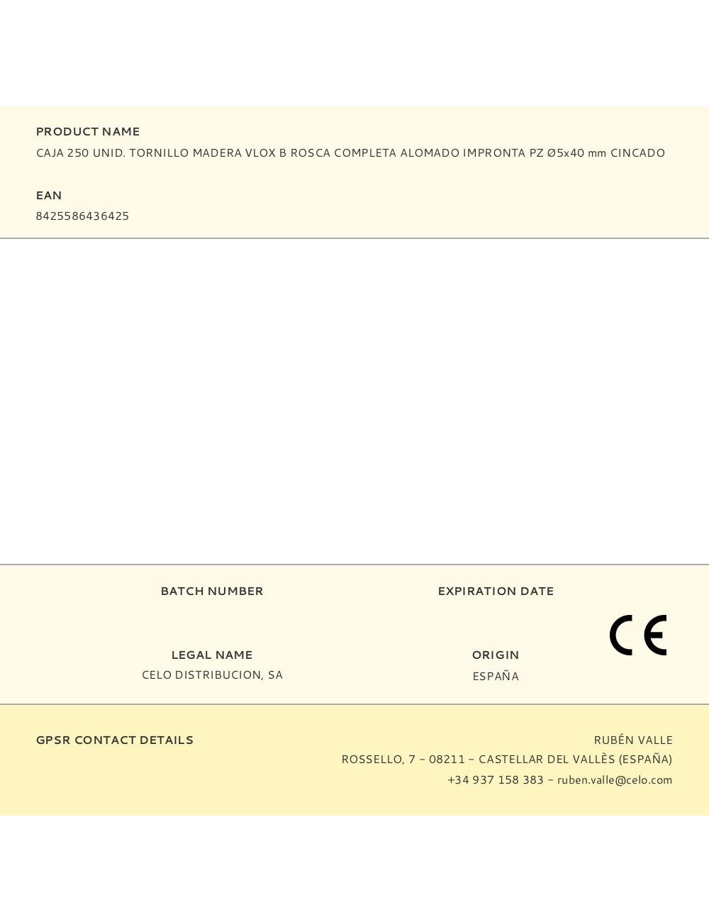Caja 250 unid. tornillo madera vlox b rosca completa alomado impronta pz ø5x40 mm cincado