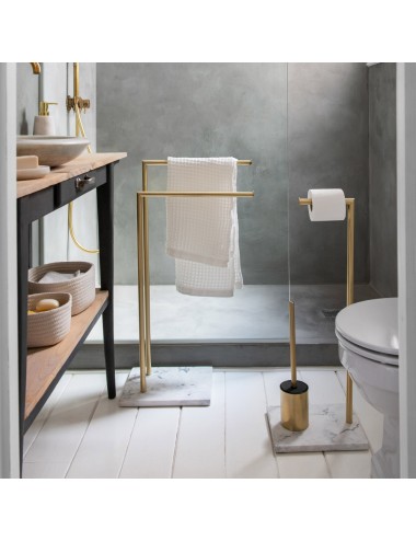 Portarrollos + escobilla inox dorado y marmol