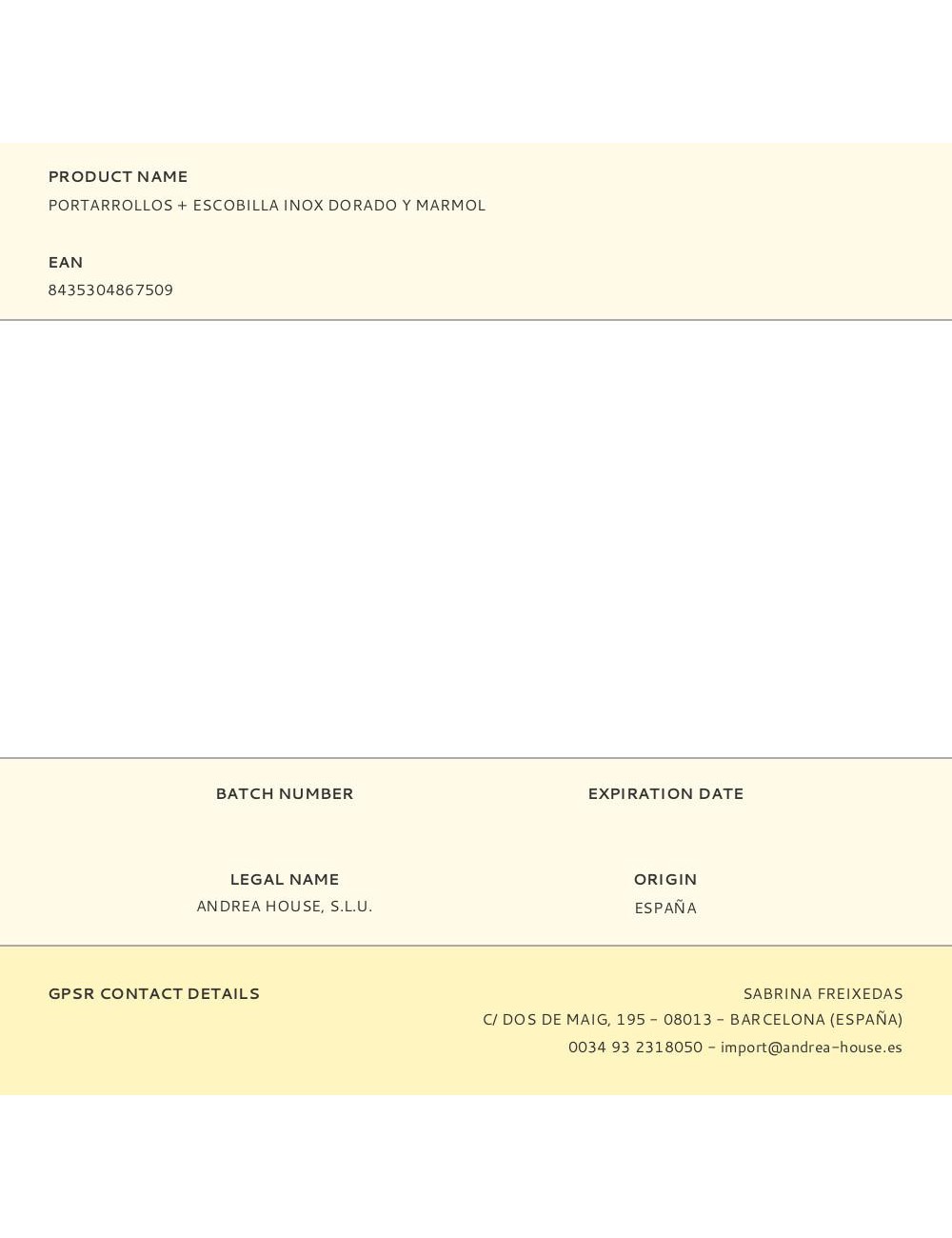 Portarrollos + escobilla inox dorado y marmol