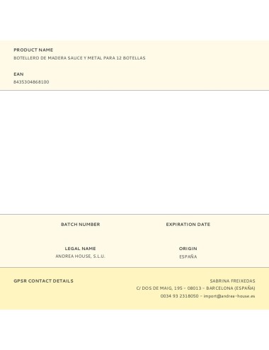 Botellero de madera sauce y metal para 12 botellas