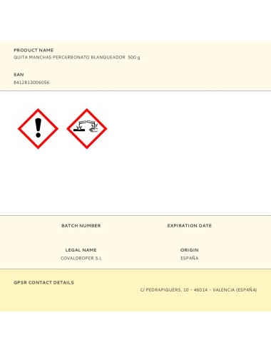 Quita manchas percarbonato blanqueador 500 g