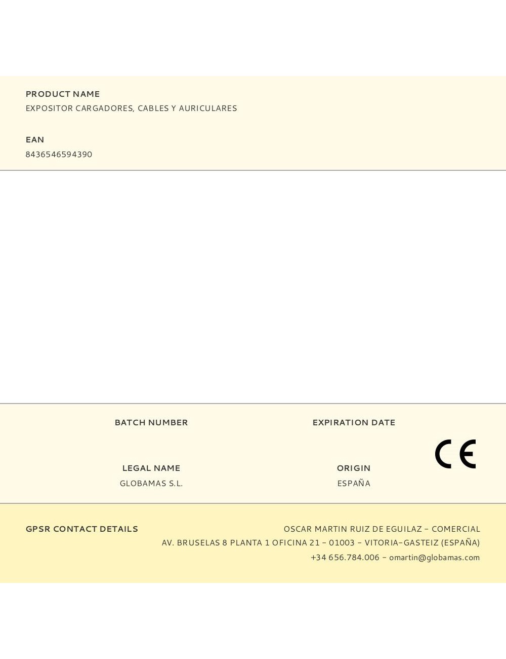 Expositor cargadores, cables y auriculares