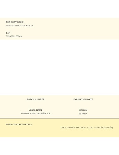 Cepillo goma 34 x 3 x 6 cm