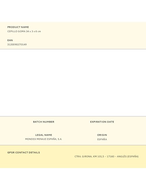 Cepillo goma 34 x 3 x 6 cm