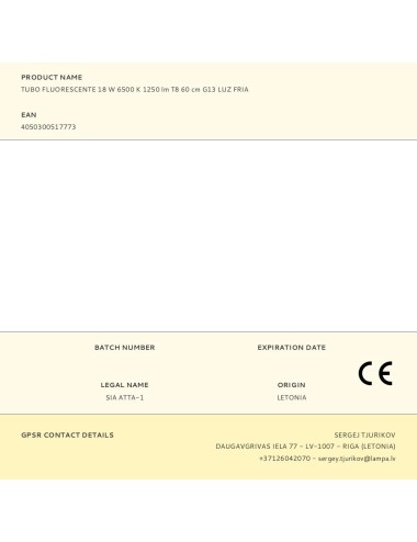 Tubo fluorescente 18 w 6500 k 1250 lm t8 60 cm g13 luz fria