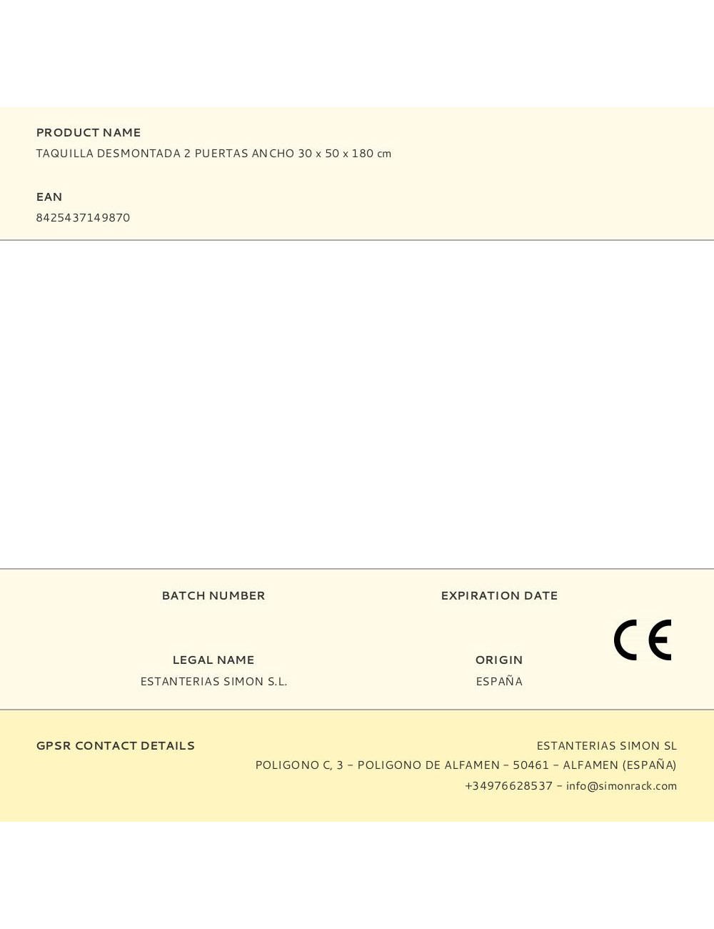 Taquilla desmontada 2 puertas ancho 30 x 50 x 180 cm