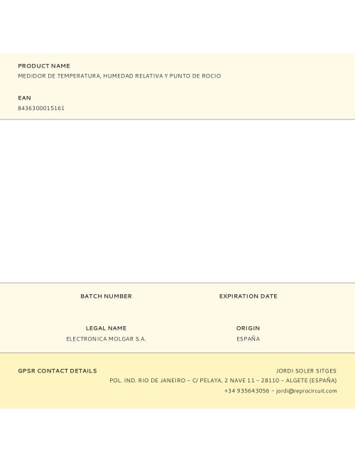 Medidor de temperatura, humedad relativa y punto de rocio