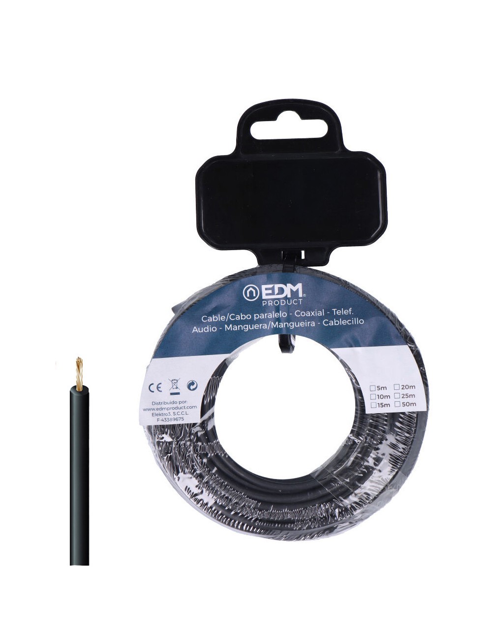 Carrete cablecillo h07z1-k 6,00 mm negro, 15 m