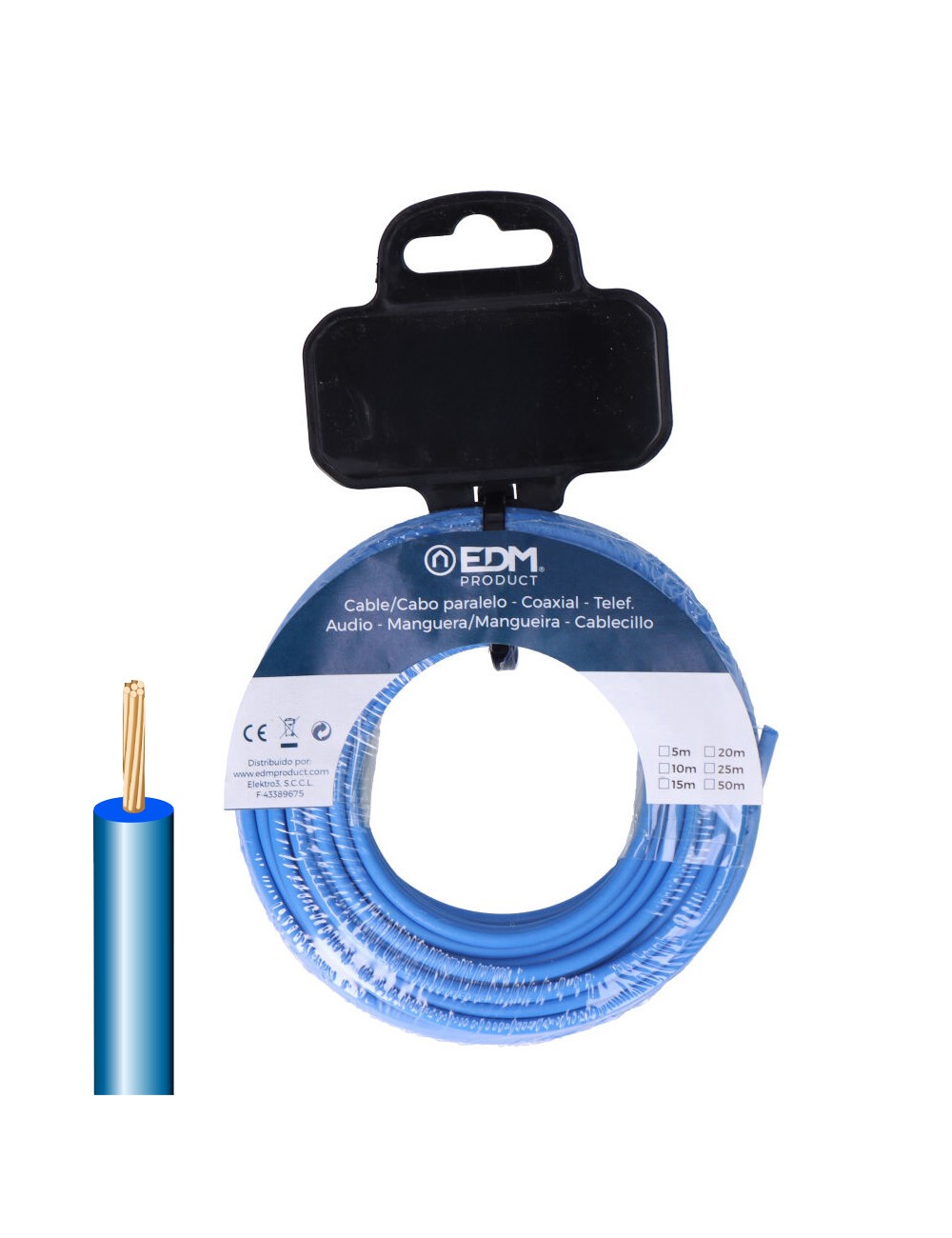 Carrete cablecillo h07z1-k 6,00 mm azul, 20 m