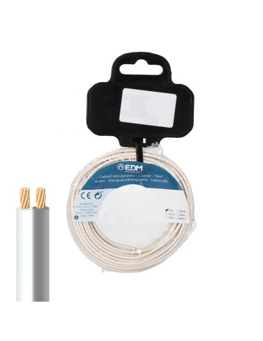 Carrete cable paralelo 2x0,75 mm blanco/gris "audio" 10 m