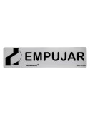 Cartel informativo "empujar", inox adhesivo 0.8 mm, 5 x 20 cm