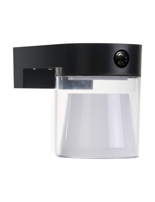 Aplique solar cilindrico 4 w 500 lm, 3.000/4.000/6.500 k, 3cct, con sensor, negro