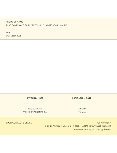 Tubo conexión flexible extensible + adaptador 1/4 a 1/2