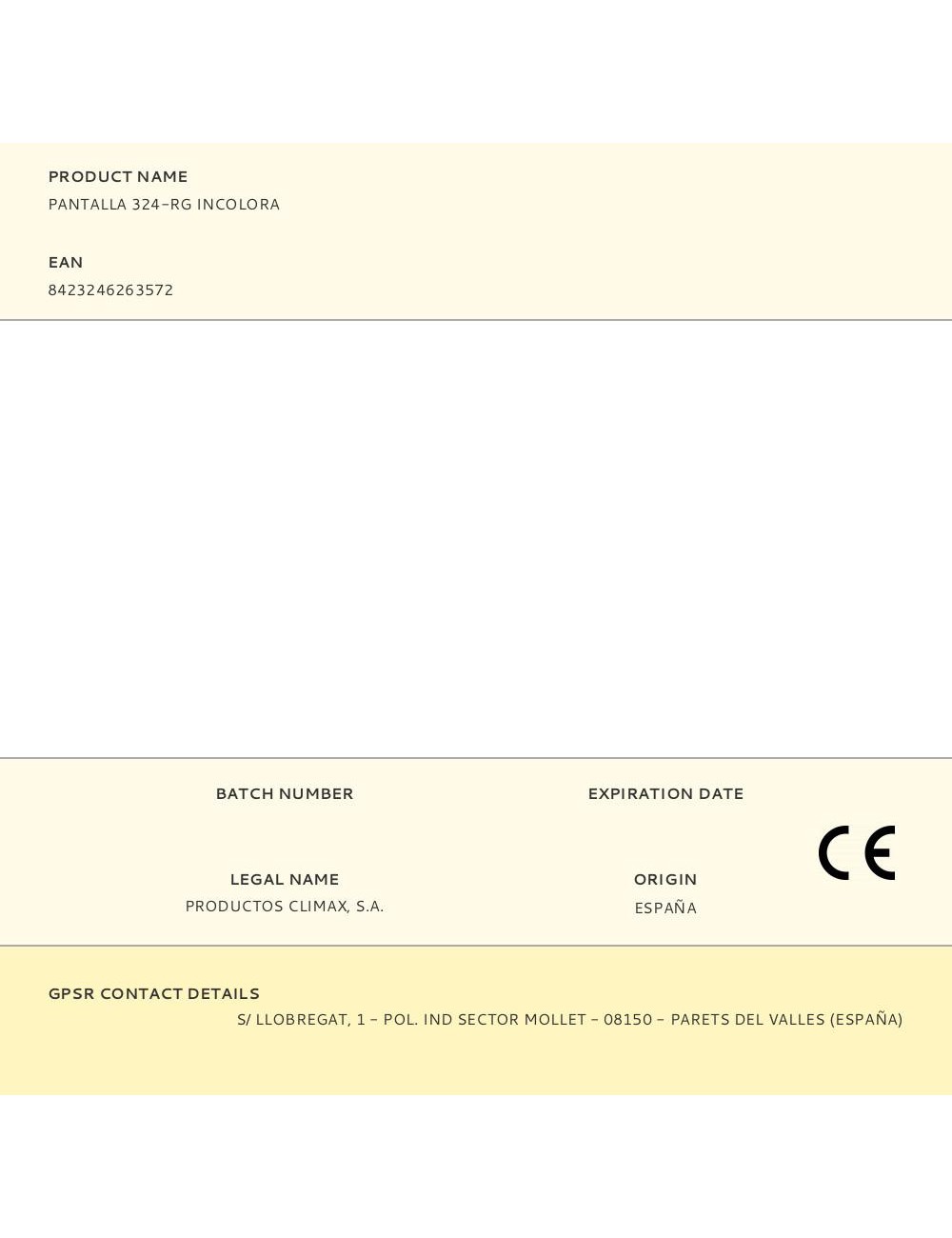 Pantalla 324-rg incolora