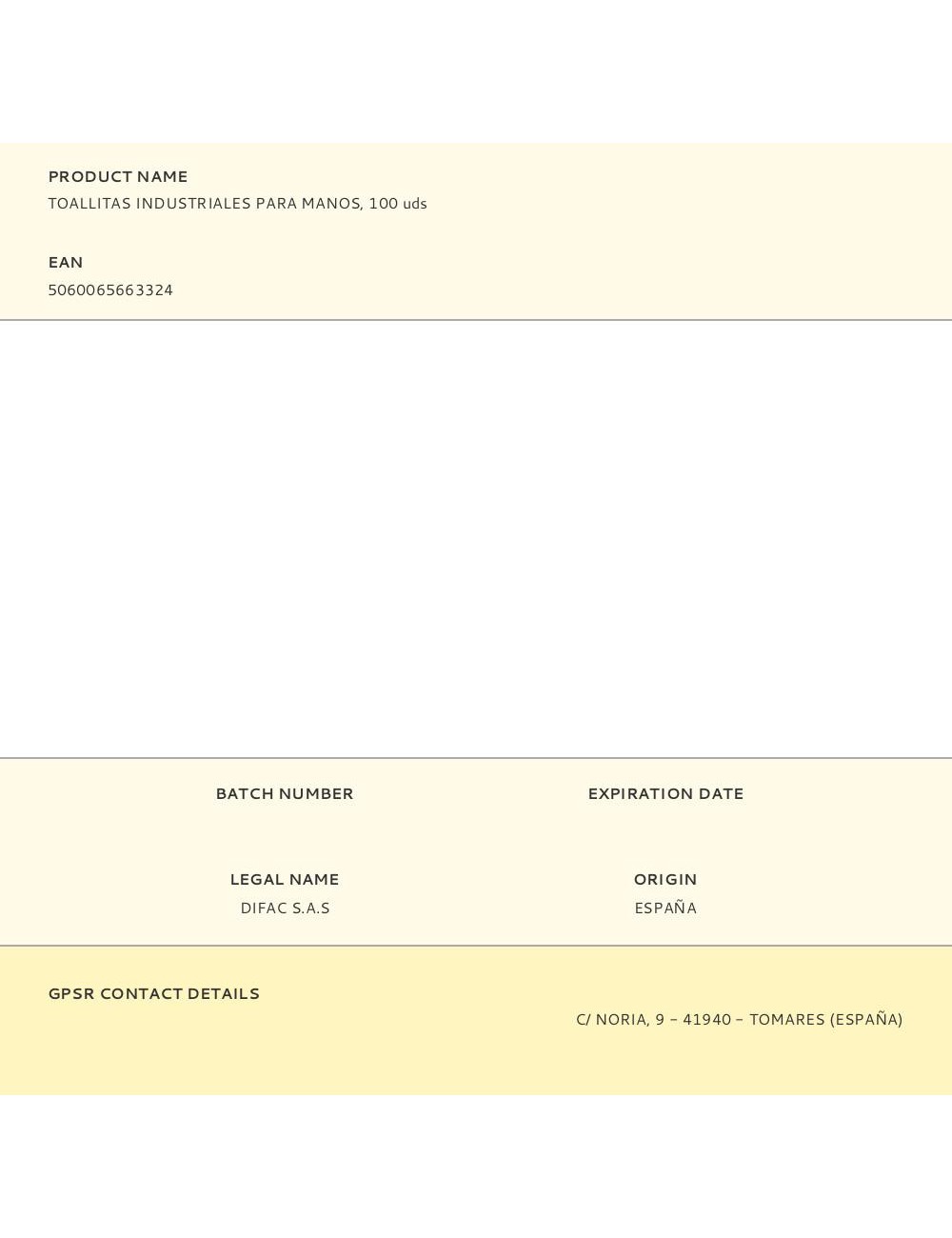 Toallitas industriales para manos, 100 uds