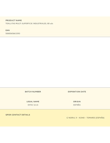 Toallitas multi superficie industriales, 80 uds