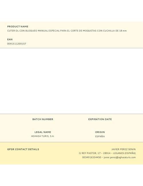 Cúter con bloqueo manual especial para el corte de moquetas con cuchilla de 18 mm