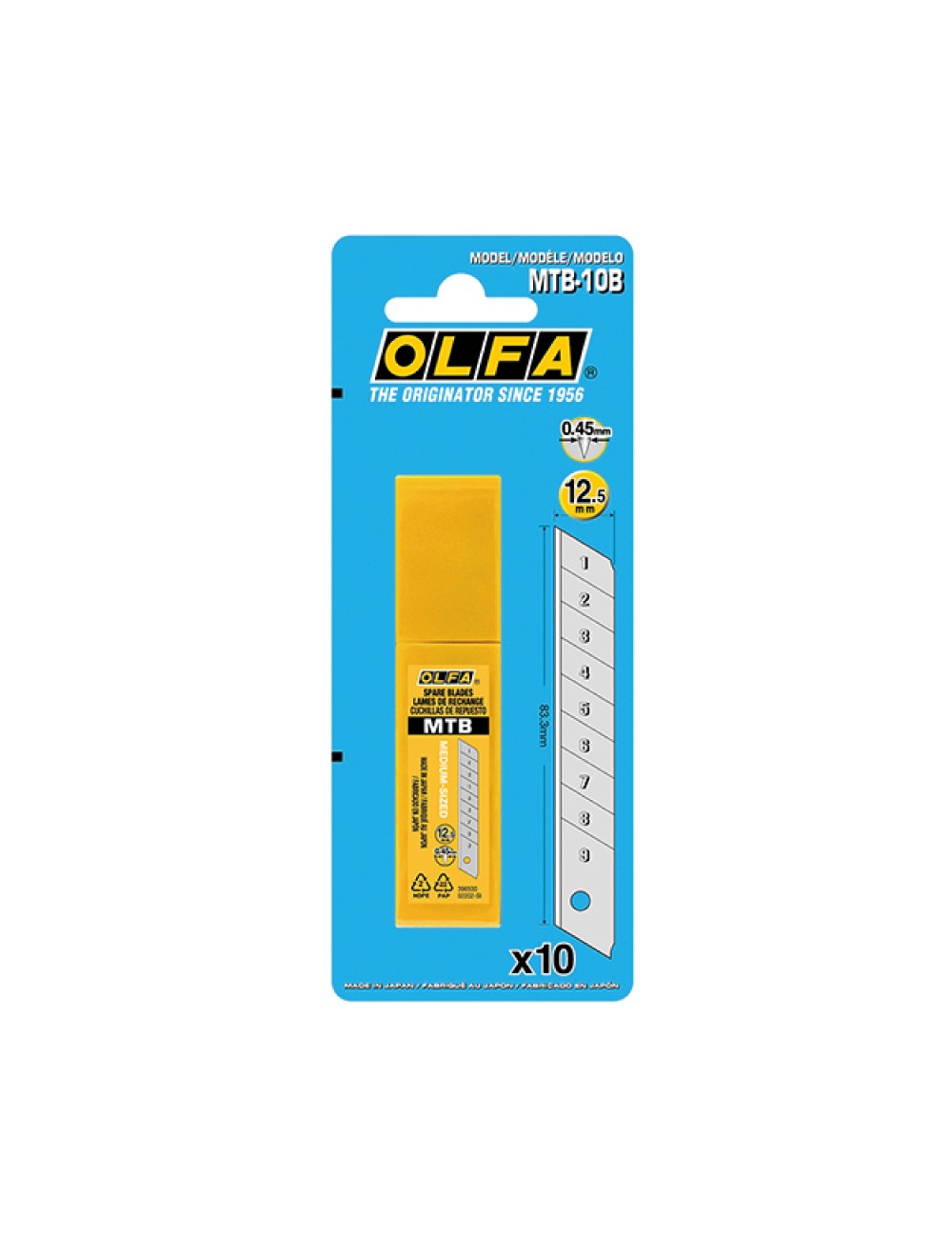 Juego de 10 cuchillas mtb-10b troceables plateadas 12,5 mm