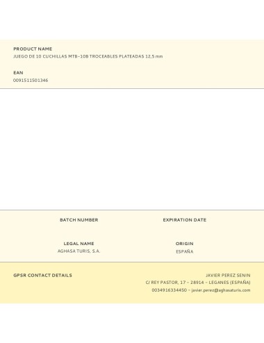 Juego de 10 cuchillas mtb-10b troceables plateadas 12,5 mm