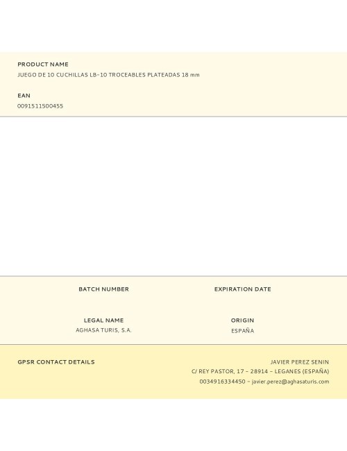 Juego de 10 cuchillas lb-10 troceables plateadas 18 mm