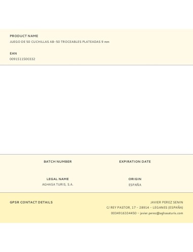 Juego de 50 cuchillas ab-50 troceables plateadas 9 mm