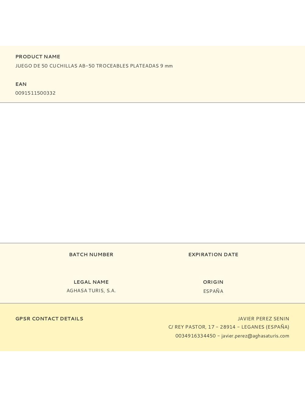 Juego de 50 cuchillas ab-50 troceables plateadas 9 mm