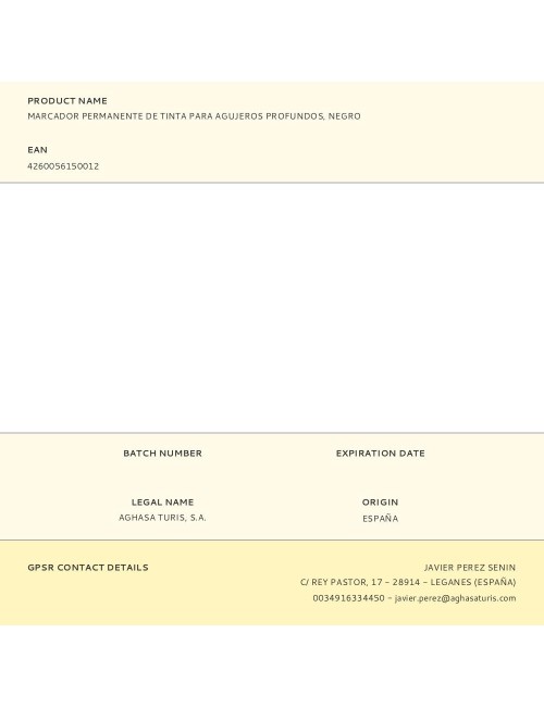 Marcador permanente de tinta para agujeros profundos, negro