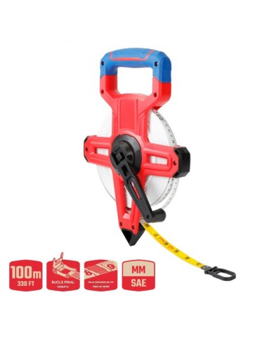 Cinta métrica abierta de fibra de vidrio 100 m