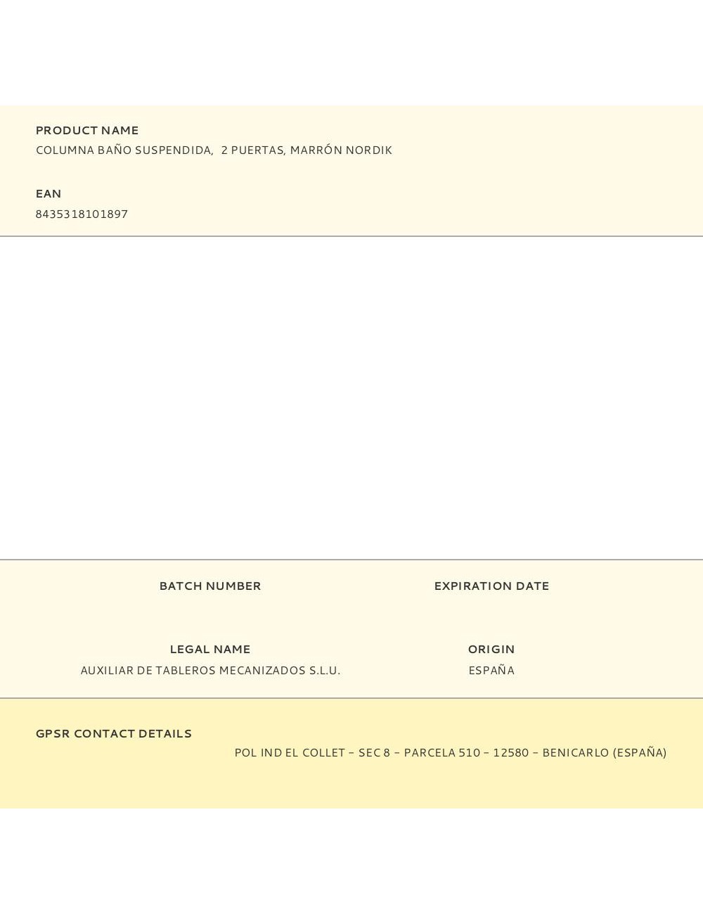 Columna baño suspendida, 2 puertas, marrón nordik