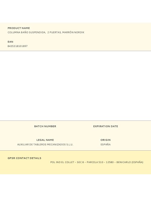 Columna baño suspendida, 2 puertas, marrón nordik
