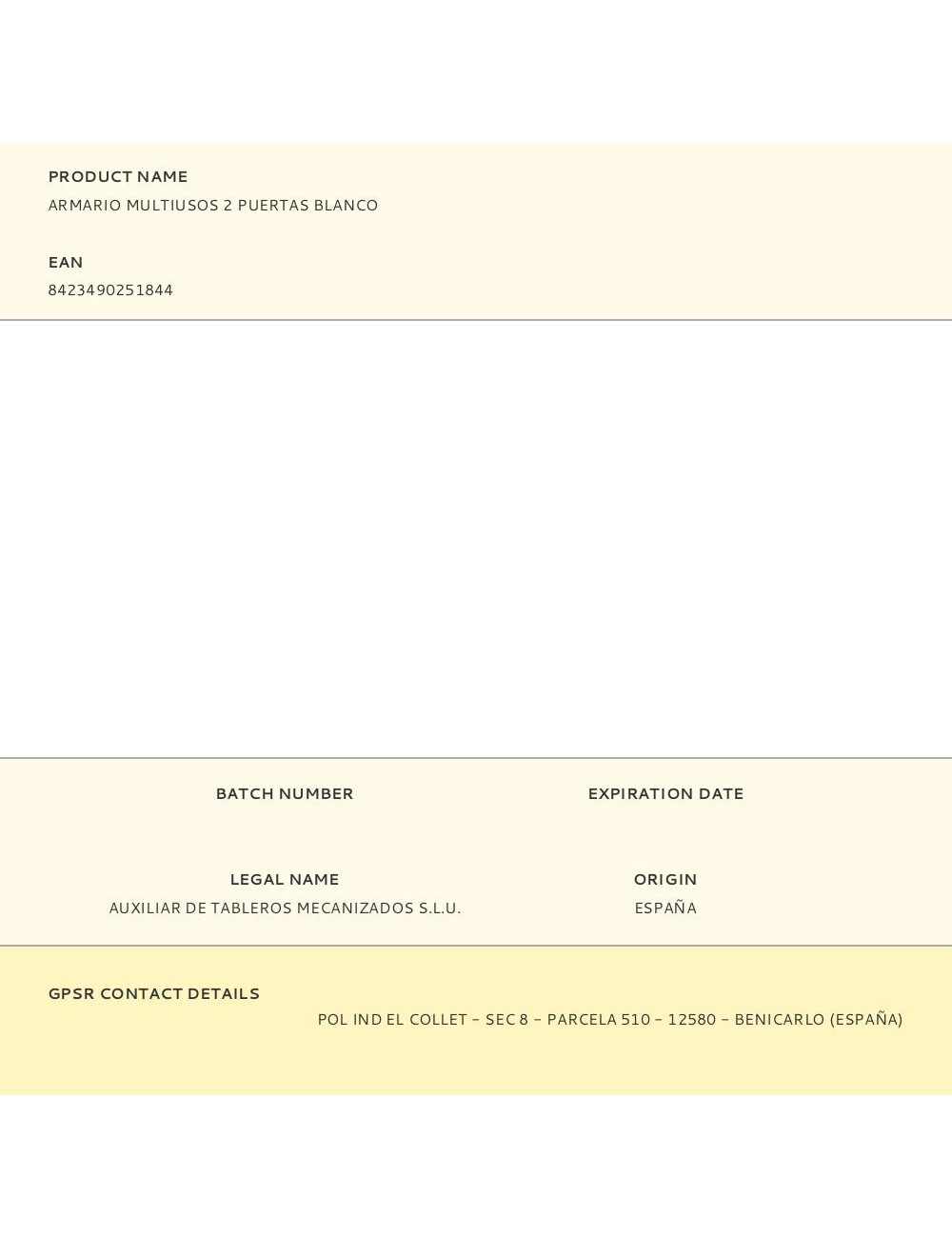 Armario multiusos 2 puertas blanco