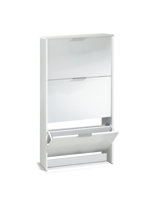 Zapatero 3 puertas abatibles blanco brillo