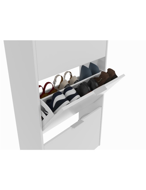Zapatero 3 puertas abatibles blanco brillo