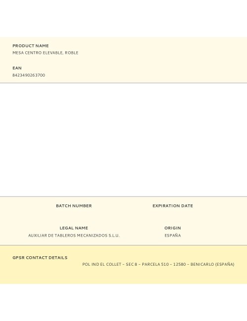 Mesa centro elevable, roble