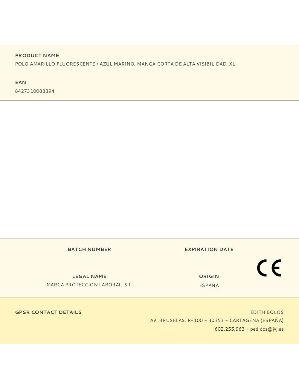 Polo amarillo fluorescente / azul marino, manga corta de alta visibilidad, xl