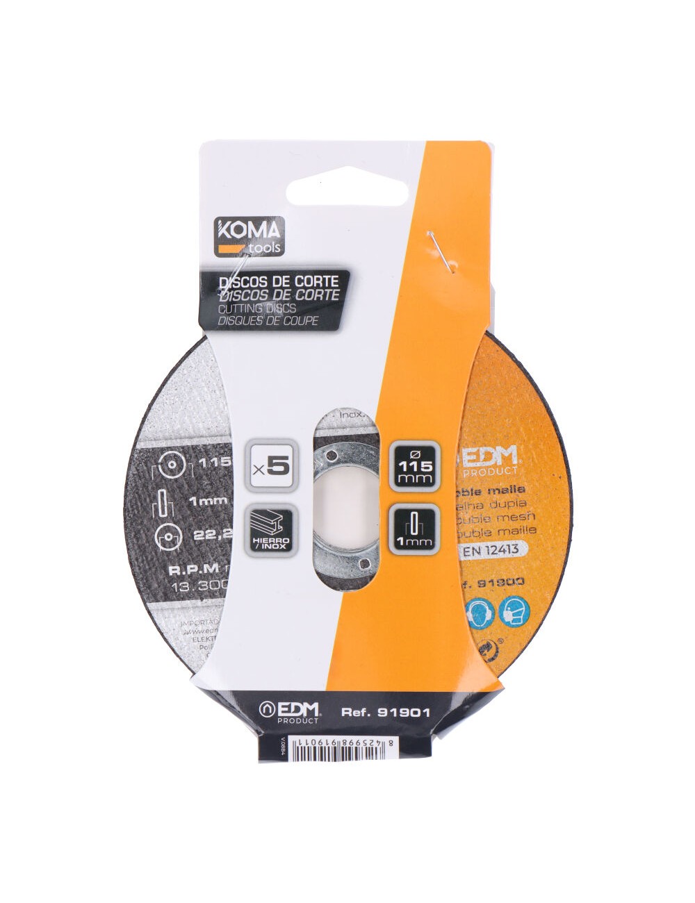 Discos corte hierro y acero inoxidable. ø115 x 1,0 x 22,2 mm, 5 uds