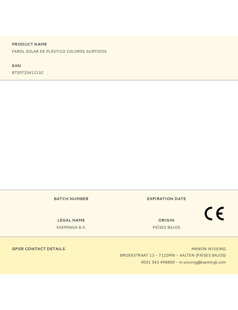 Farol solar de plástico colores surtidos