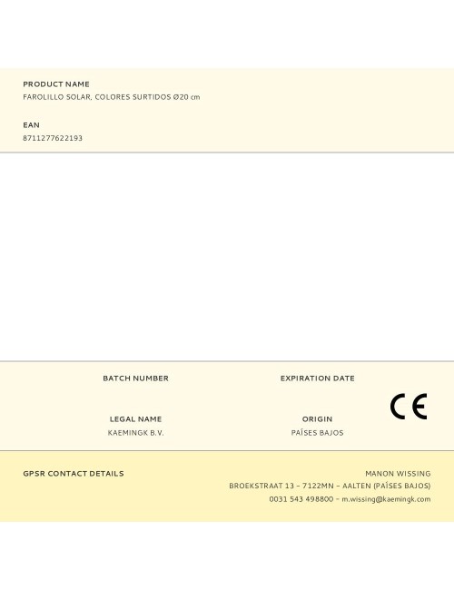 Farolillo solar, colores surtidos ø20 cm