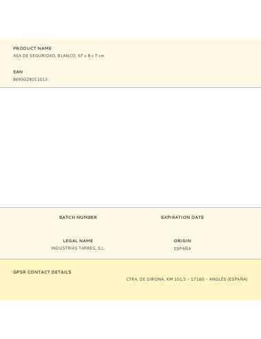 Asa de seguridad, blanco, 67 x 8 x 7 cm