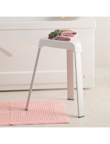 Taburete de baño, blanco, 25 x 29 x 45 cm