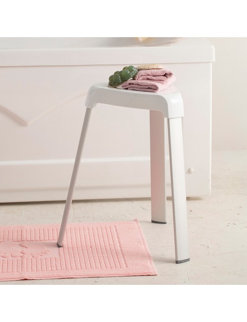 Taburete de baño, blanco, 25 x 29 x 45 cm