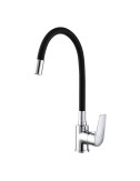 Grifo monomando de cocina caño alto flexible negro serie baiona