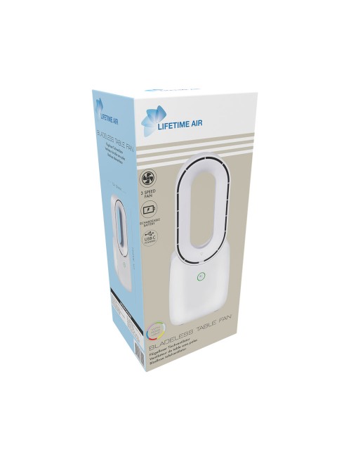 Ventilador de mesa sin aspas, recargable usb, 3 velocidades 12,4 x 9 x 30 cm