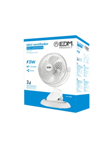 Mini ventilador recargable con pinza y base, 3 w 31,6 db ø 17 x 18 x 28 cm