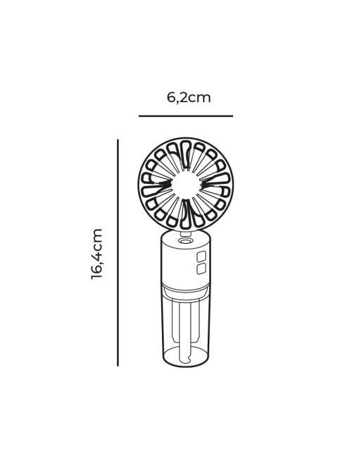 Ventilador nebulizador recargable, 4 velocidades. 6,2 x 16,4 cm. colores surtidos