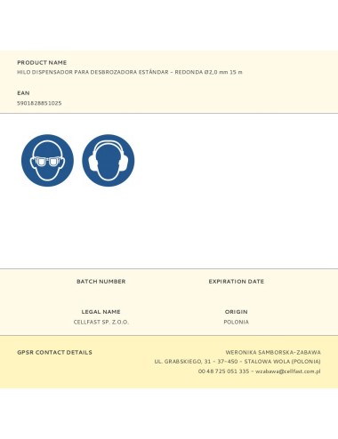 Hilo dispensador para desbrozadora estándar - redonda ø2,0 mm 15 m